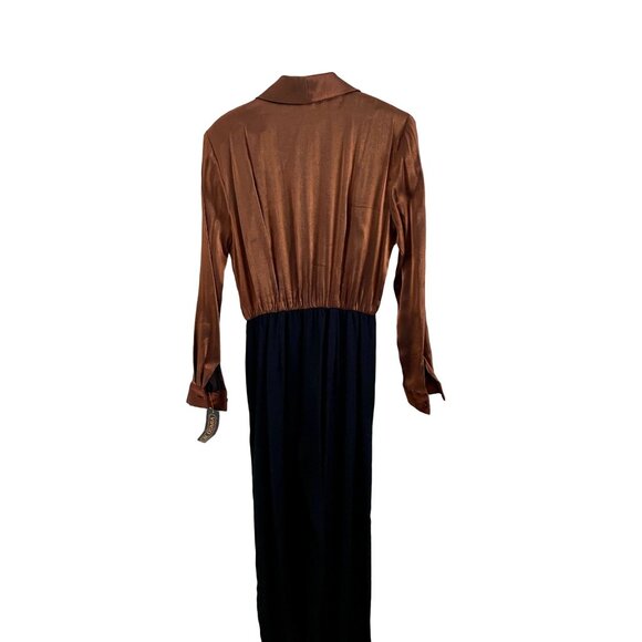 Vintage Virgo II Bronze Metallic Black Jumpsuit 80s/90s NWT Sz 8 - Picture 5 of 8